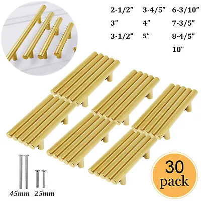 $62.99 • Buy 30Pack Gold Kitchen Cabinet Pulls Stainless Steel Drawer T Bar Handles 2  3  5 