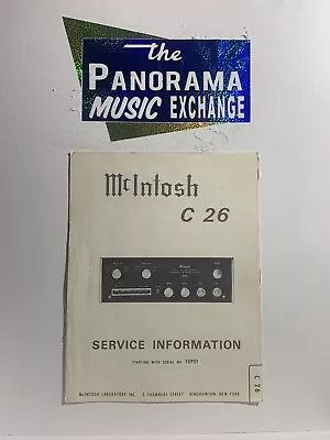 Vintage McIntosh C-26 Solid State Stereo Preamplifier Service Information • $50