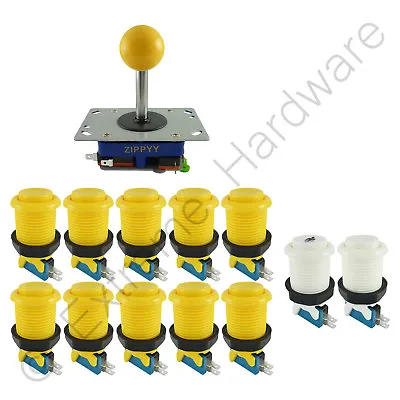 £19.99 • Buy 1 Player Arcade Control Kit 1 Ball Top Joystick 12 Buttons Yellow JAMMA MAME Pi
