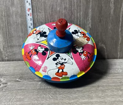 Vintage Straco Walt Disney Mickey Mouse Metal Tin Spinning Toy Top 1978 USA • $13.49