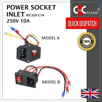 3 Pin IEC320 C14 Inlet Module Plug Fuse Switch Power Socket 10A 250V 3D Printer  • £9.95