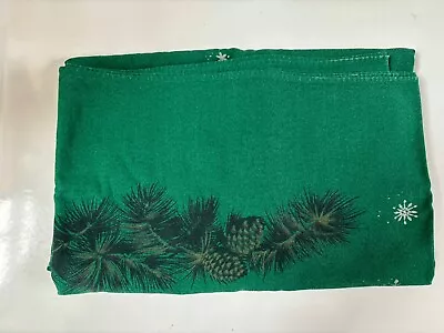 Vintage Green Cotton Printed Pine Cones Christmas Rectangular Tablecloth • $20