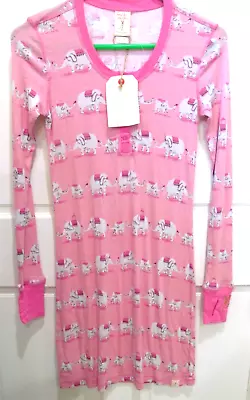 Munki Munki Night Shirt Gown NWT Sz SML PInk Elephants • $25.95