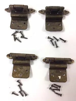 Lot Of 4 Vintage 50s Mid Century Cabinet Door Hinges Hardware With Screws • $12.99