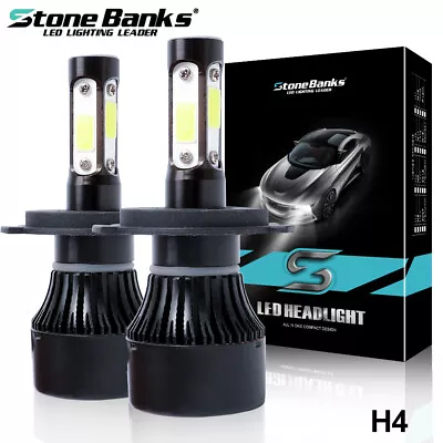 Pair 4-sides H4 HB2 9003 LED Headlight Kit 2400W 6000K 360000LM Hi/lo Beam Bulbs • $12.99