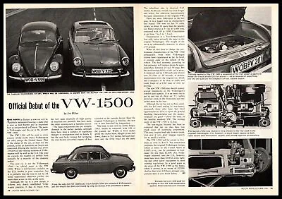 1961 Volkswagen 1500 Type 3 & VW Beetle Photos 2-Page Article Vintage Print Ad • $14.95