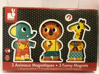 £17.25 • Buy Janod FUNNY ANIMAL WOOD NWT IN BOX MAGNET SET 3- Juratoys Of France