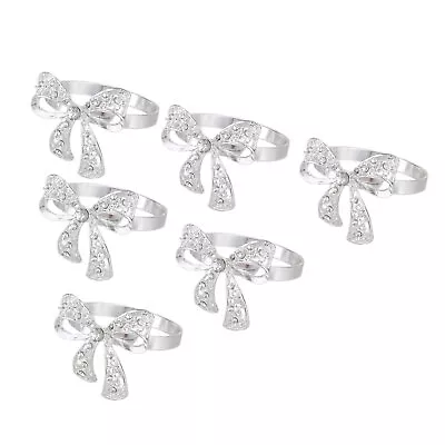 £9.80 • Buy 6pcs Stylish Butterfly Knot Napkin Rings Rhinestone Serviette Holder Table Decor