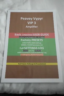 £4.71 • Buy Peavey VYPYR VIP3-User Guide & Presets Settings Log  + TEMPLATE (Secured PDF)