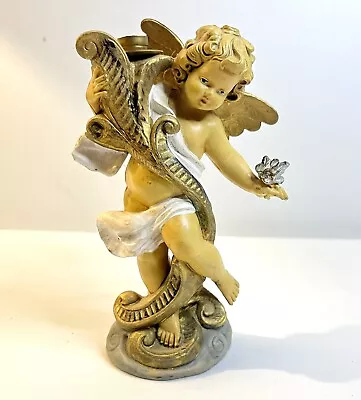 Vintage Roman Fontanini Figurine Depose Italy Resin Cherub Angel Candleholder • $27.18