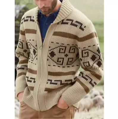 Man's Sweater Big Lebowski Cardigan Zip Up Knit Jeffery Adult Movie Costume Hot • $65.99