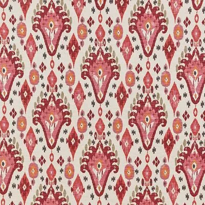 ILiv Boho Begonia Ikat Fabric Linen Cotton Curtain Upholstery Cushion Per Metre • £1.99