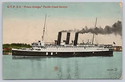 1917 G.T.P. S.S. Prince George Pacific Coast Service Postcard B.C. Canada • $14.77