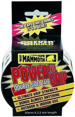 Everbuild Mammoth Double Sided Tape Powerful Grip Strong Adhesive 50mm X 2.5m • £9.69