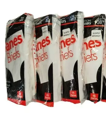 6 Cotton Men's Hanes Brief Slightly Imperfect In Factory Packaging 38-42 USA 90s • $11.03