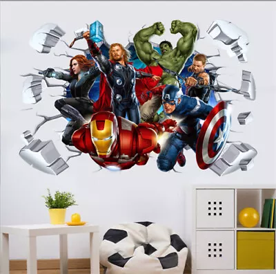 Bedroom Decor Art Decoration 3D Kids Sticker Decal Hole In Wall Marvel Avengers • $11.49