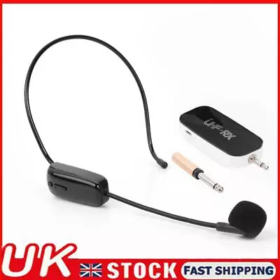 UHF Wireless Microphone Headset Mic System For Churches Teaching Stage Voice Amp • £15.69