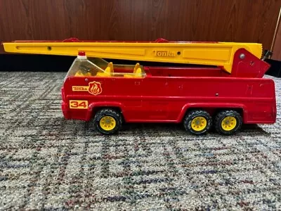 Vintage 1970's Steel Tonka Aerial Swivel Ladder Fire Truck • $11.99