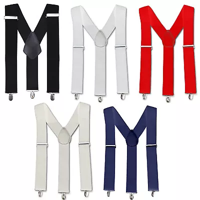 Unisex Adjustable Braces Suspender Slim Trouser X Y Clip On Fancy Dress Mens • £3.89