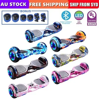 7  60cm Electric Hoverboard Bluetooth Speaker LED Self Balancing Scooter UL AU • $179.99