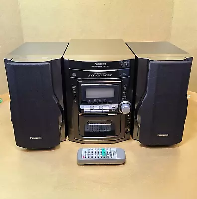 Panasonic Bookshelf Stereo CD Player Tape Recorder AM/FM Radio Aux SA-PM12 • $174.99