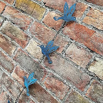 Bird Rain Chain Hanging Garden Ornament Decoration - Blue Metal • £14.50