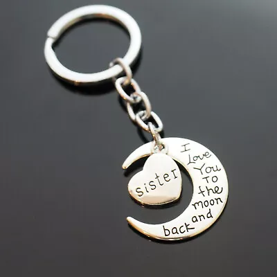 Sister Gift - I Love You To The Moon And Back Heart Keychain Key Ring • $6.99
