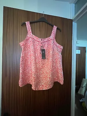 Marks & Spencer - NWT Floral Patterned Coral Linen Camisole Top - Size 24 • £4.99