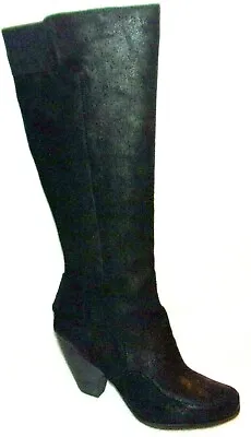 New Max Studio Jasper Black Burnished Suede Tall Heeled Boots 10 M • $30