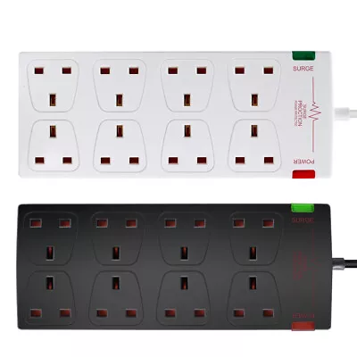 £14.99 • Buy 8 Way Mains Surge Protected Extension Lead 1m 2m 5m Cable Gang Socket Power