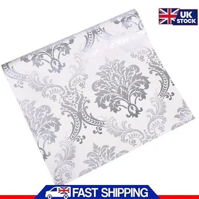 Wallpaper Floral Damask Romeo Grey Silver Metallic Luxury Feature Embossed NEW • £10.44