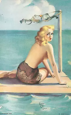 ELVGREN   Short On Sails -1940s PIN-UP/CHEESECAKE Mutoscope ARCADE/EXHIBIT/vg • $3.50