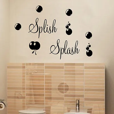 £5.98 • Buy Splish Splash With Bubbles Bathroom Wall Sticker S4 Vinyl Decor