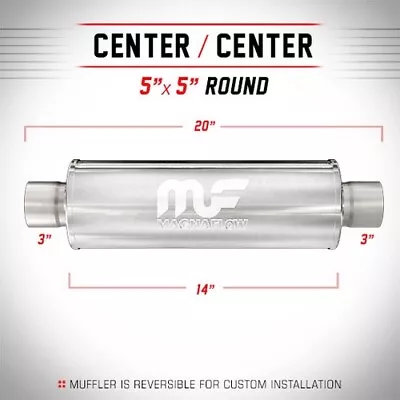 Magnaflow Muffler SS Center 5 Inch Round 14 Inch Body 3 Inch Inlet Outlet 14867 • $169