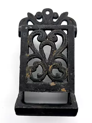 Vintage Cast Iron Match Box Holder Striker Wall Mount Taiwan Black Scroll • $12.99