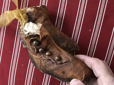 Antique Leather Baby Shoes Doll Shoes Teddy Bear Shoes 1900's • $35