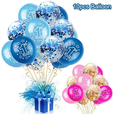 Happy One Year Old 1st Birthday Latex Balloons Set Confetti Balloon Baby Shower • $6.18