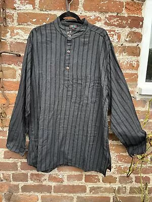 Mens Stripped Grandad Hippiboho Festival Shirt Size XL • £15.99