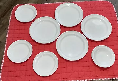 Lot Of 8 Mikasa French Countryside F9000 White 4 Dinner Plates 3 Salad 1 Bowl • $59.95