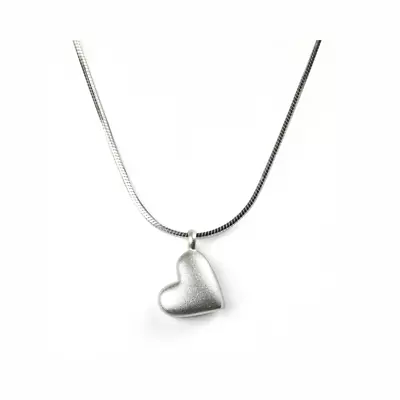 Tales From The Earth Sterling Silver 45cm Necklace & Matt Silver Heart Pendant • £18.99