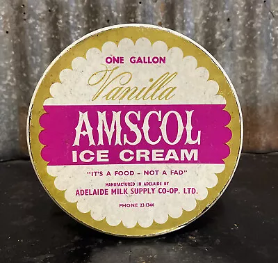 AMSCOL One Gallon Vanilla Flavoured Vintage Ice Cream Tin • $37.80