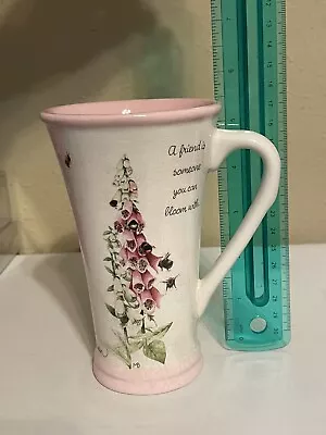 Marjolein Bastin Pink Floral A Friend Is Someone You Can Bloom With Mug 5.5 Inch • $13.59