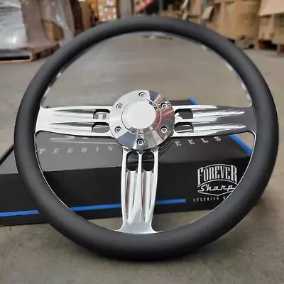 14 In Double Barrel Black Billet Steering Wheel With Horn - 6 Hole C10 Camaro • $124.33