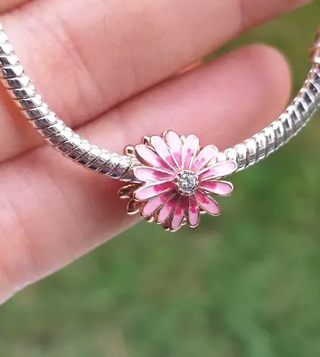 Rose Gold Pink Flower Charm BEAD SILVER EUROPEAN • $25.50