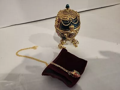 Joan Rivers Faberge Imperial Treasures III The Angel Egg &  Charm Necklace EUC • $102.99