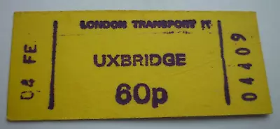 1970s London Underground Uxbridge  Station LT Tube 60p Ticket • £2.50