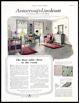 1923 ARMSTRONG LINOLEUM Bedroom Flooring Cheerful Home Decor Vtg PRINT AD • $11.35