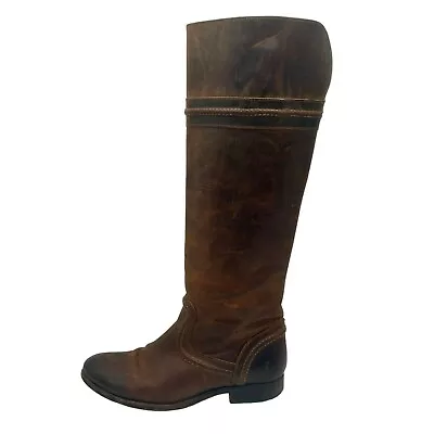 Frye Melissa Trapunto Knee High Boot Women 8 Leather Flat Heel Riding Brown • $79.99