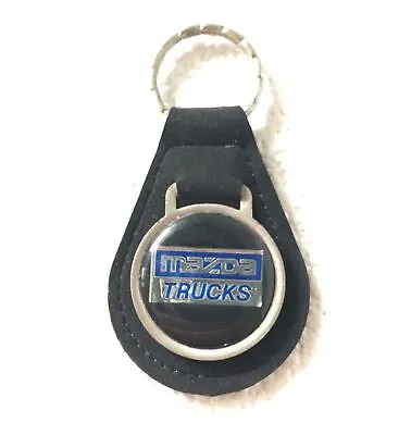 Vintage Keychain MAZDA TRUCKS Key Fob Ring FAUX SUEDE LEATHER & METAL • $26.95