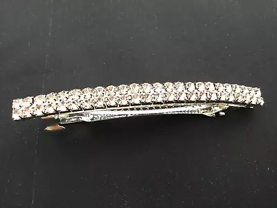 £2.99 • Buy Silver Crystal Diamante Hair Grips Clips Slides. Barrette.bride.bridesmaid.2bar